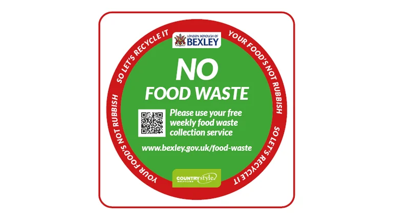 Bexley food waste stickers explain weekly recycling
