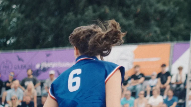 A volleyball player from Liepāja wearing jersey number 6 competes in the Riga tournament.
